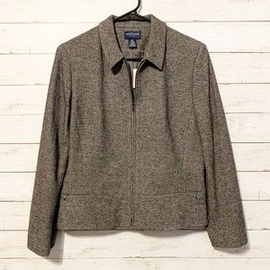 Ann Taylor Wool Silk Blend Tweed Zip Jacket